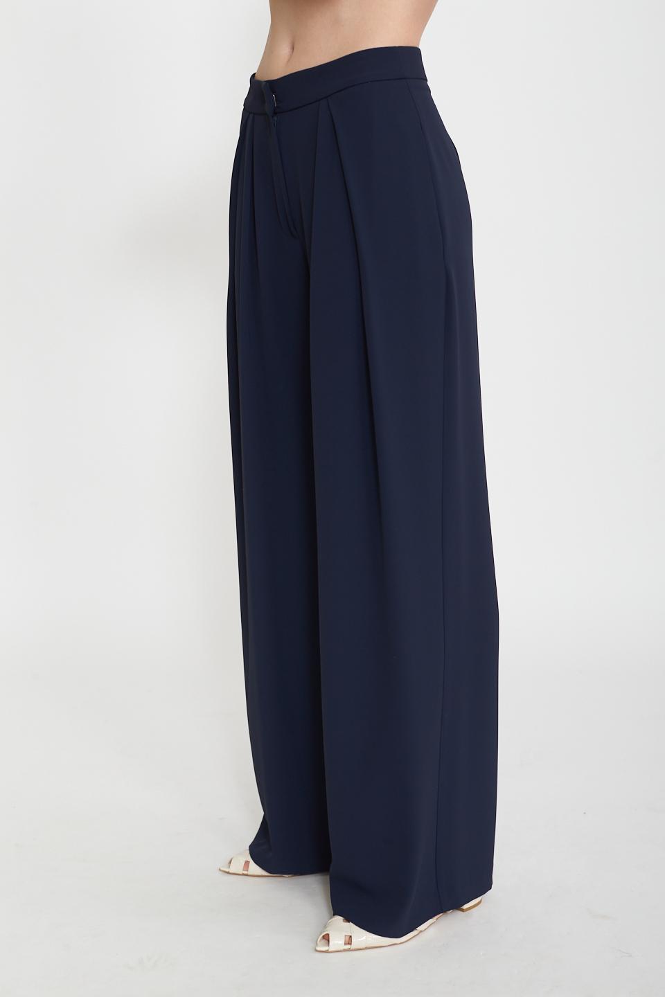 Pantalone palazzo con pinces blu - Primavera Estate 2025 | Brend