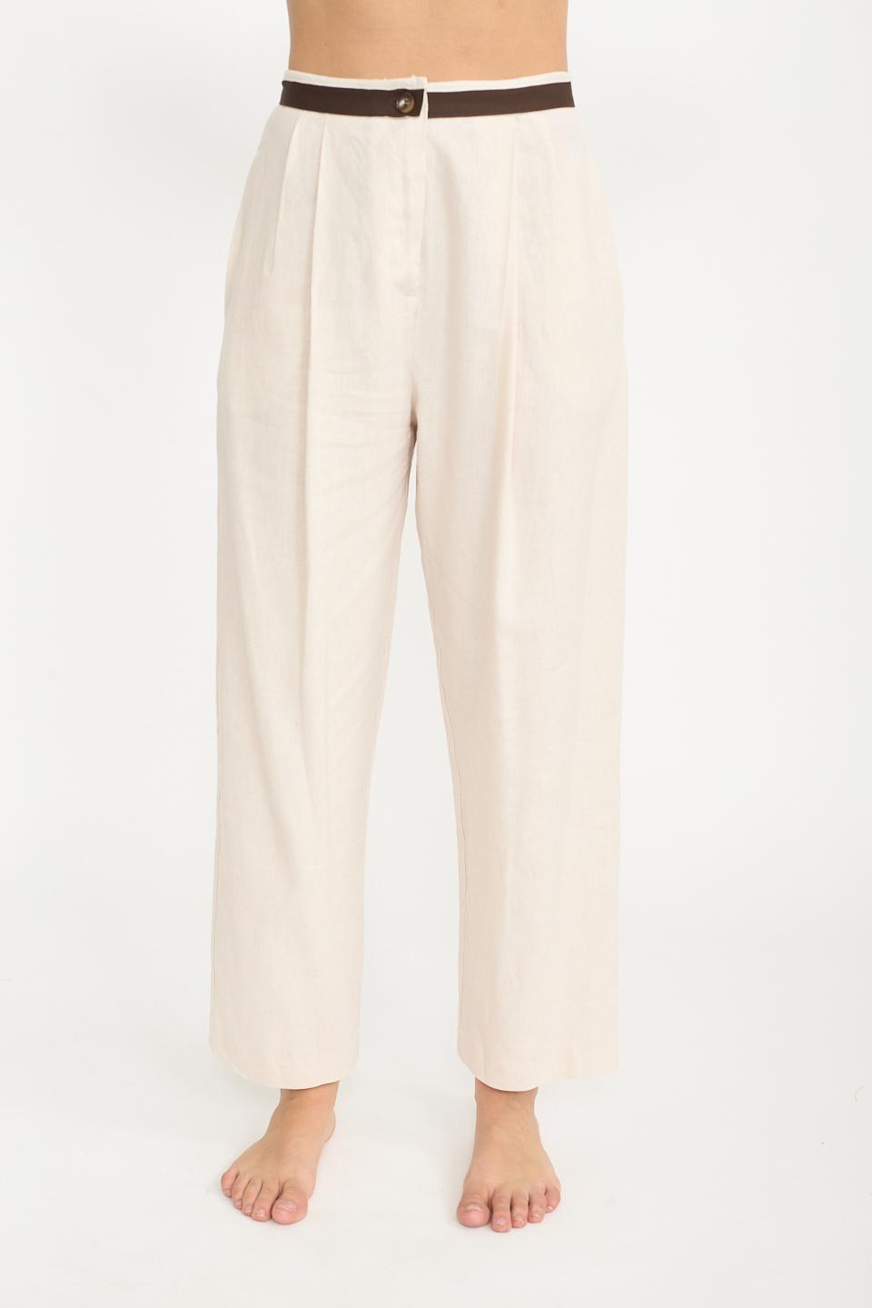 Pantalone doppia pinces naturale - Primavera Estate 2025 | Brend