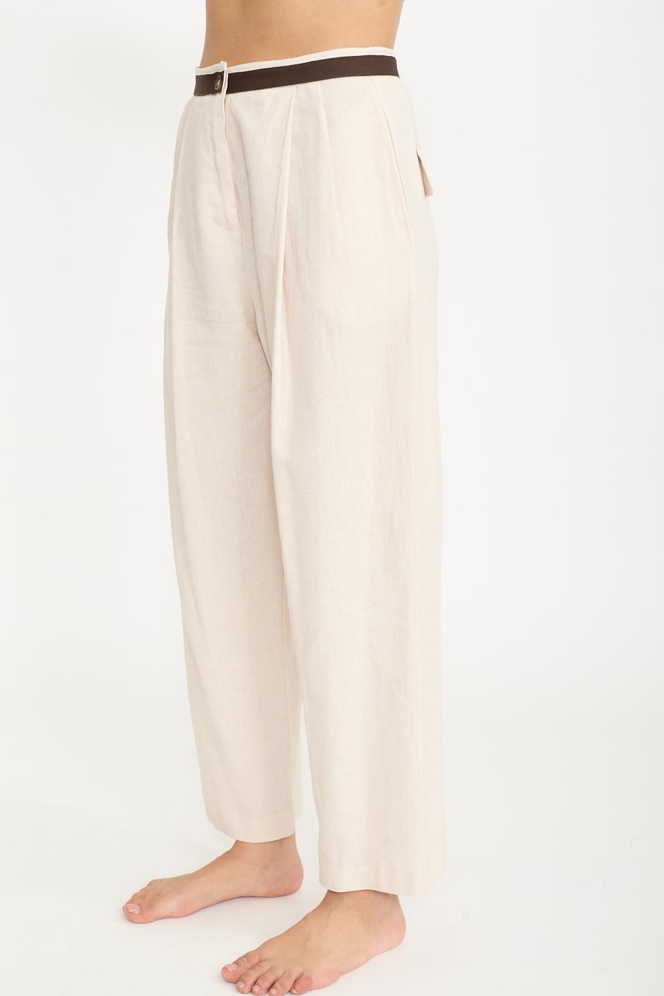 Pantalone doppia pinces naturale - Primavera Estate 2025 | Brend