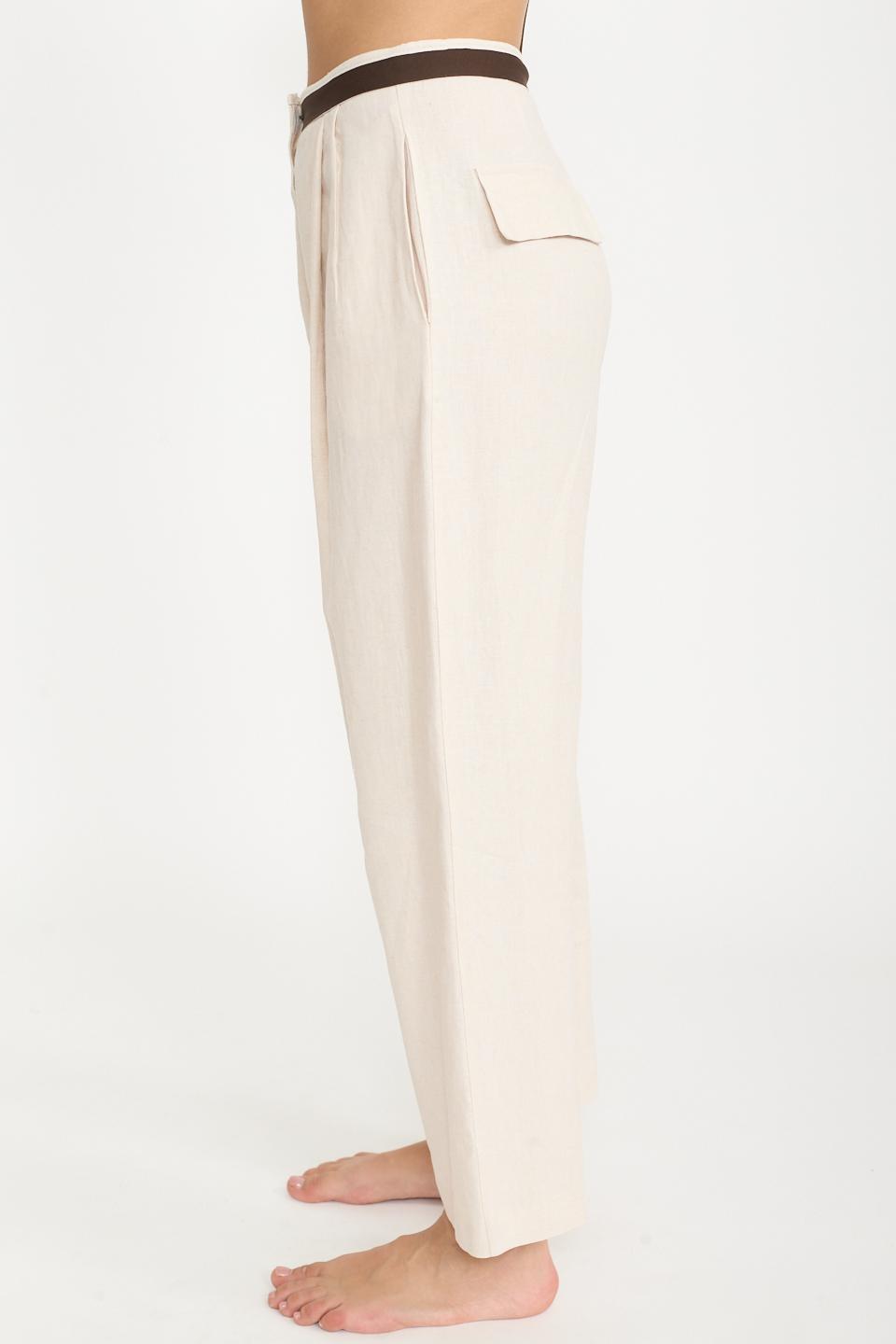 Pantalone doppia pinces naturale - Primavera Estate 2025 | Brend