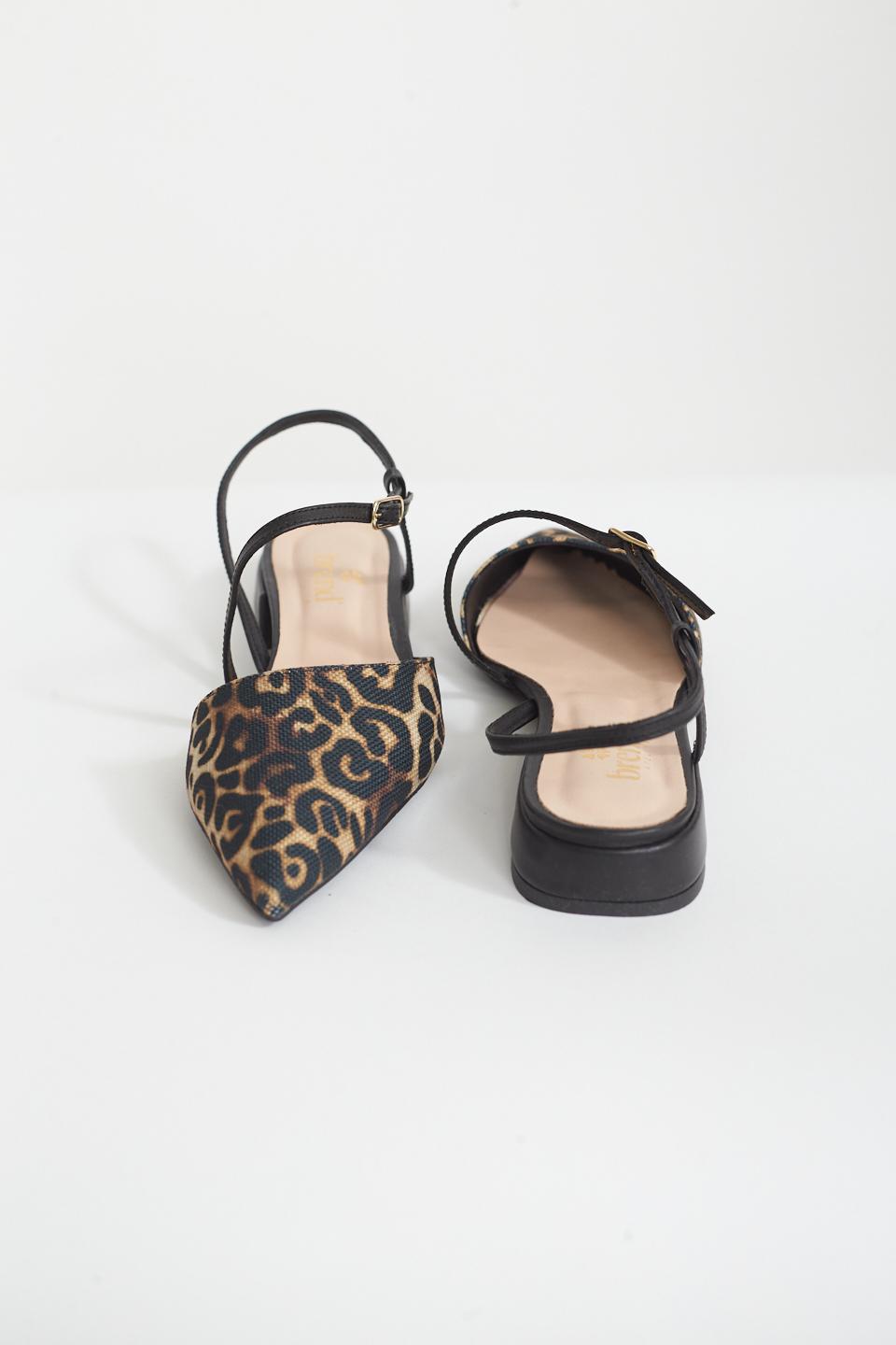 Sandalo punta cinturino animalier/nero - Primavera Estate 2025 | Brend