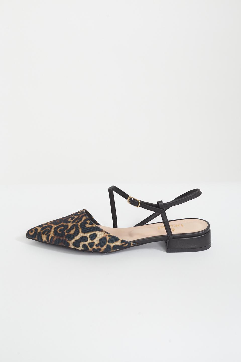 Sandalo punta cinturino animalier/nero - Primavera Estate 2025 | Brend