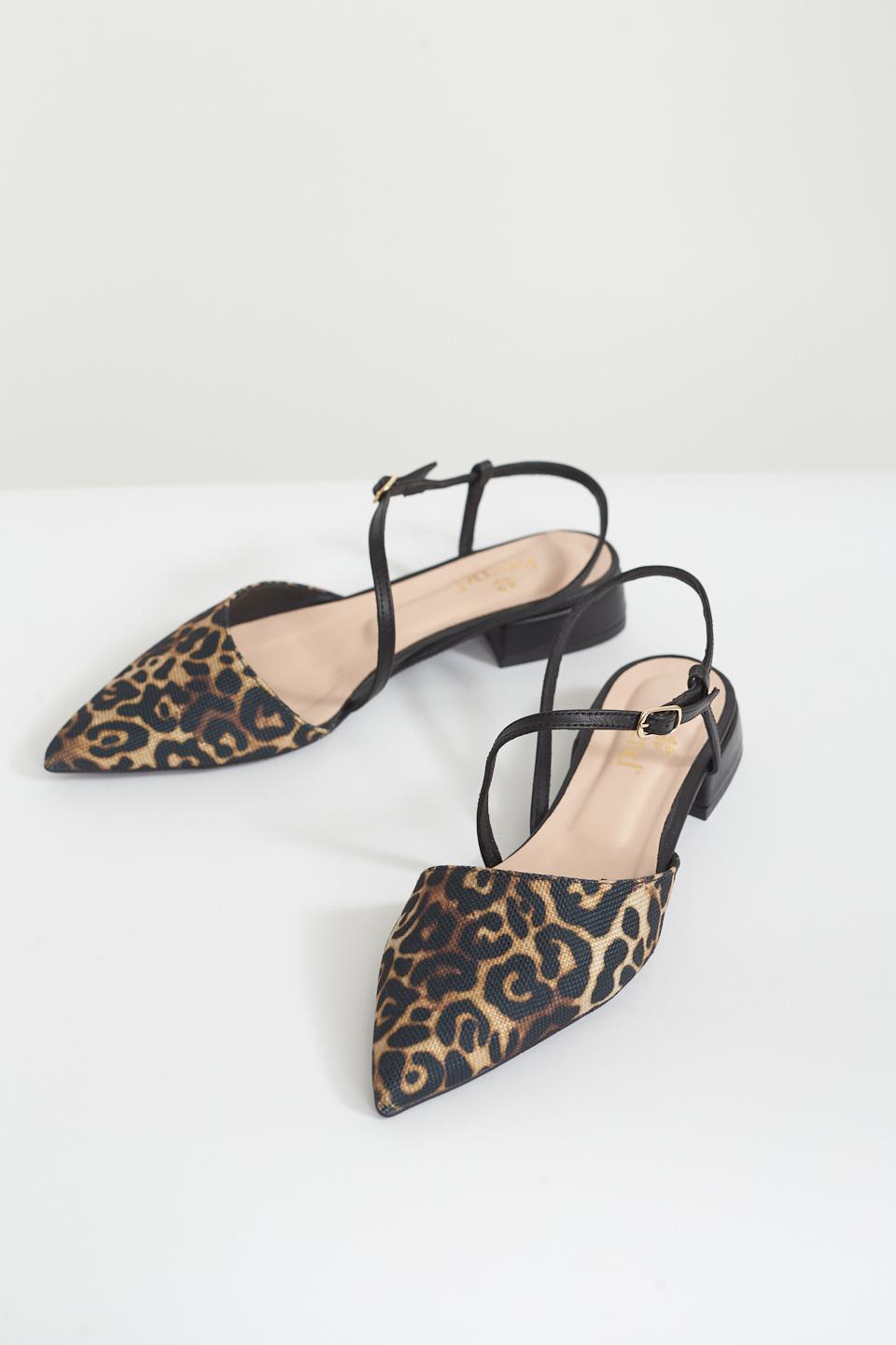 Sandalo punta cinturino animalier/nero - Primavera Estate 2025 | Brend