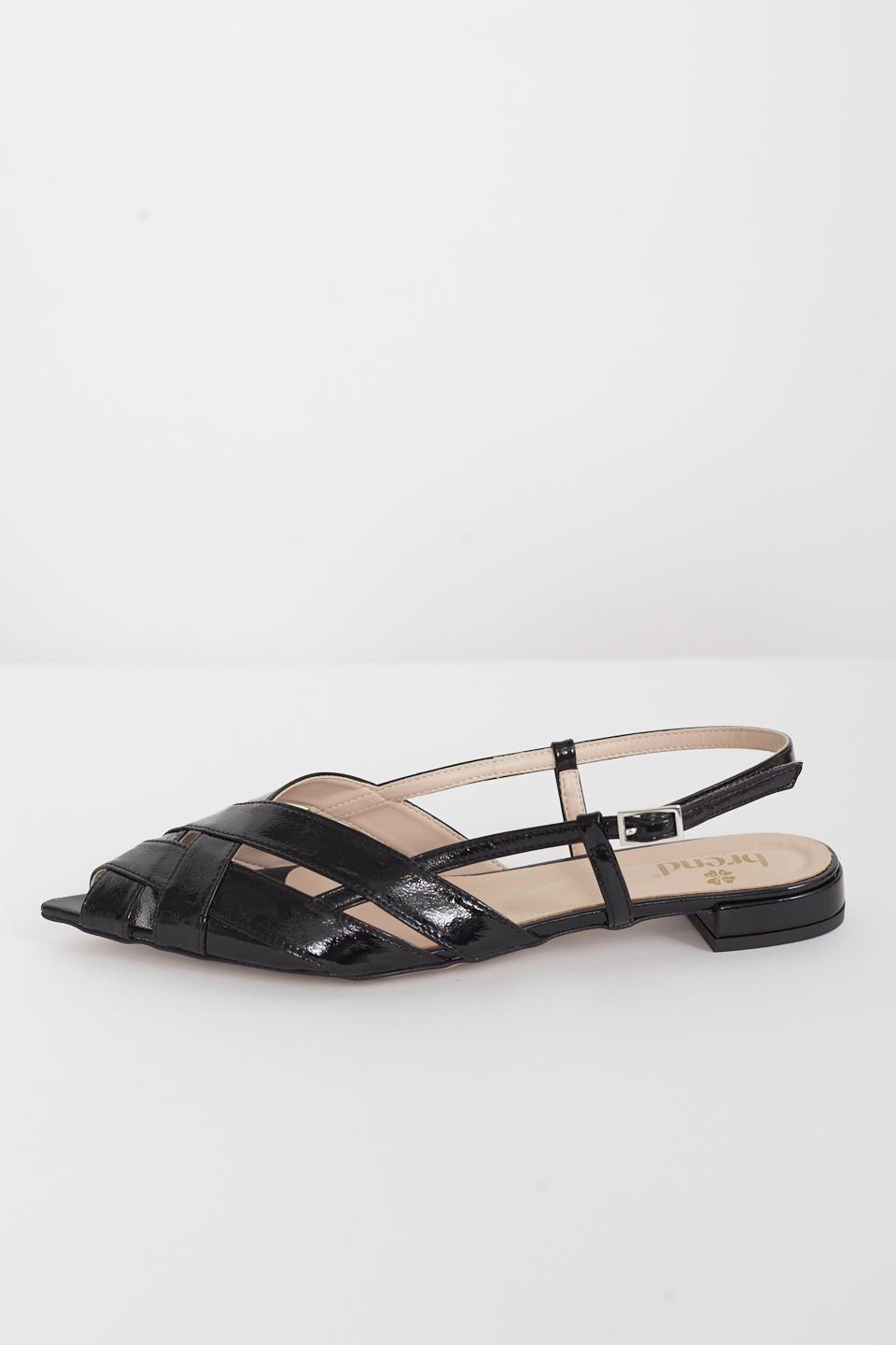 Sandalo slingback a fasce naplak nero - Primavera Estate 2025 | Brend