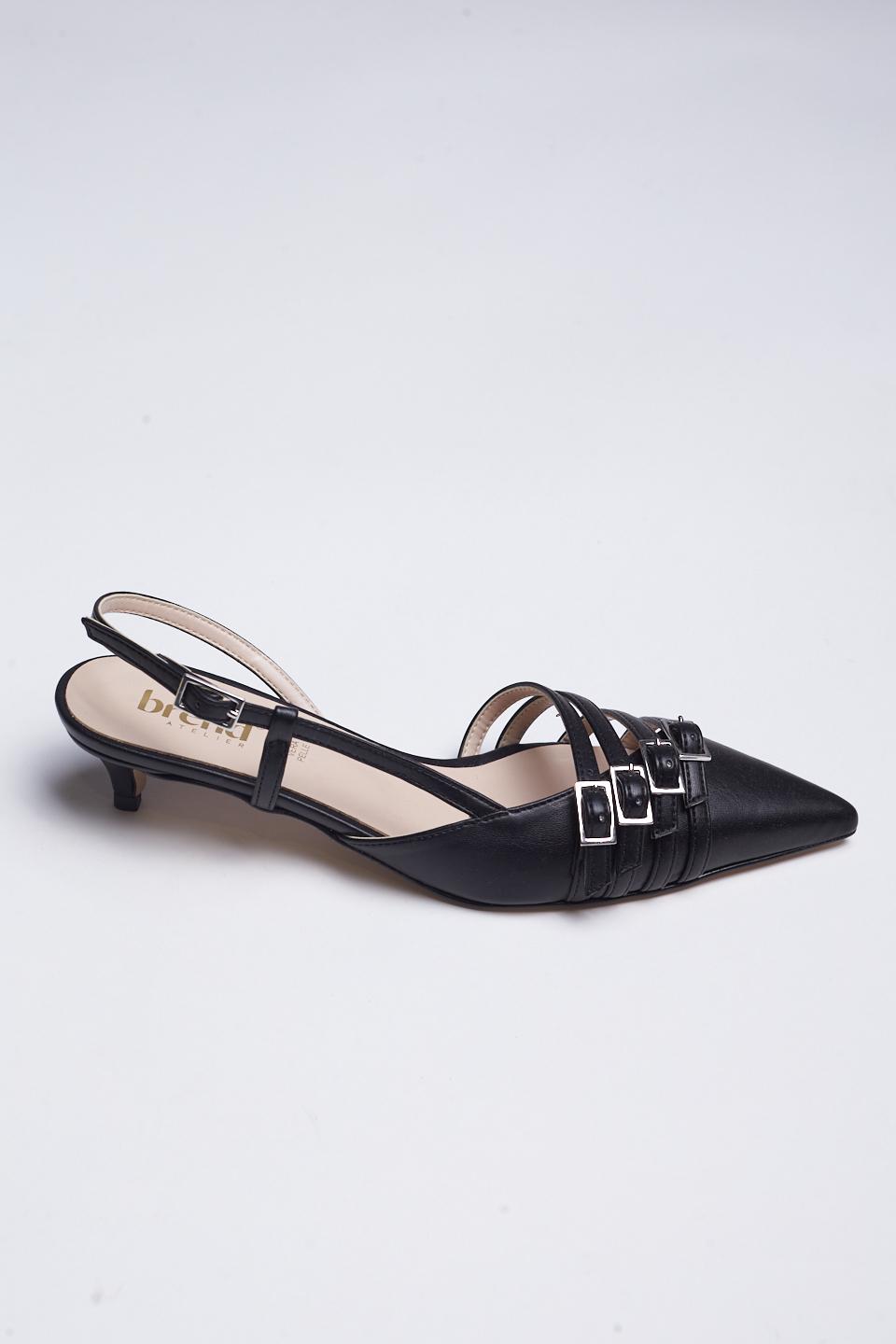 Slingback rocchetto fibbie nero - Primavera Estate 2025 | Brend