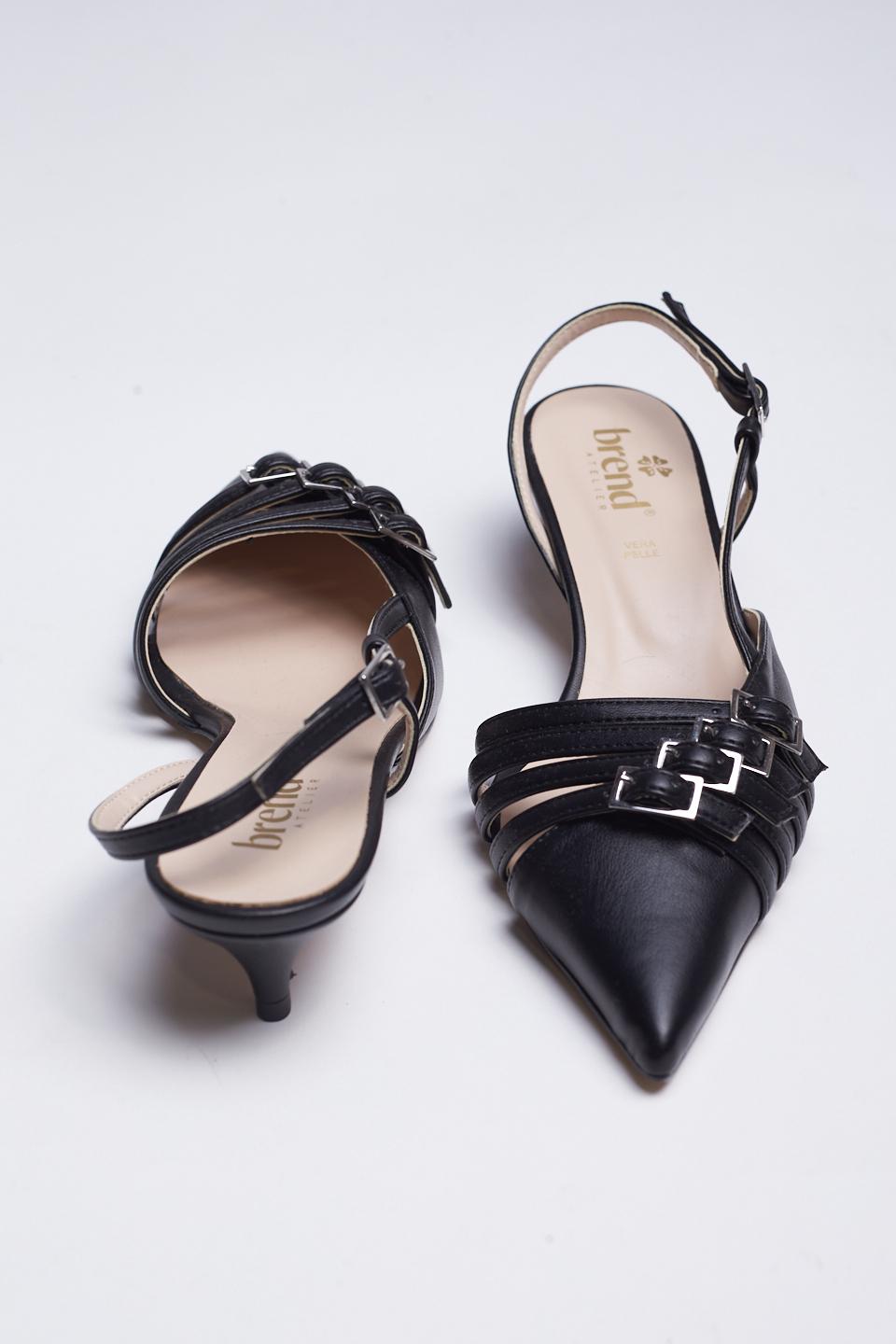 Slingback rocchetto fibbie nero - Primavera Estate 2025 | Brend