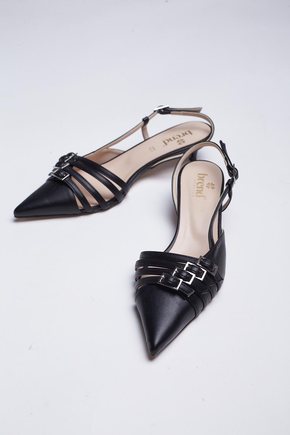 Slingback rocchetto fibbie nero - Primavera Estate 2025 | Brend