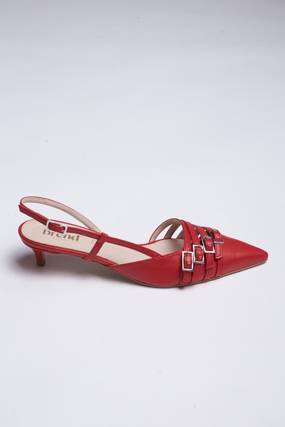 Slingback rocchetto fibbie rosso - Primavera Estate 2025 | Brend