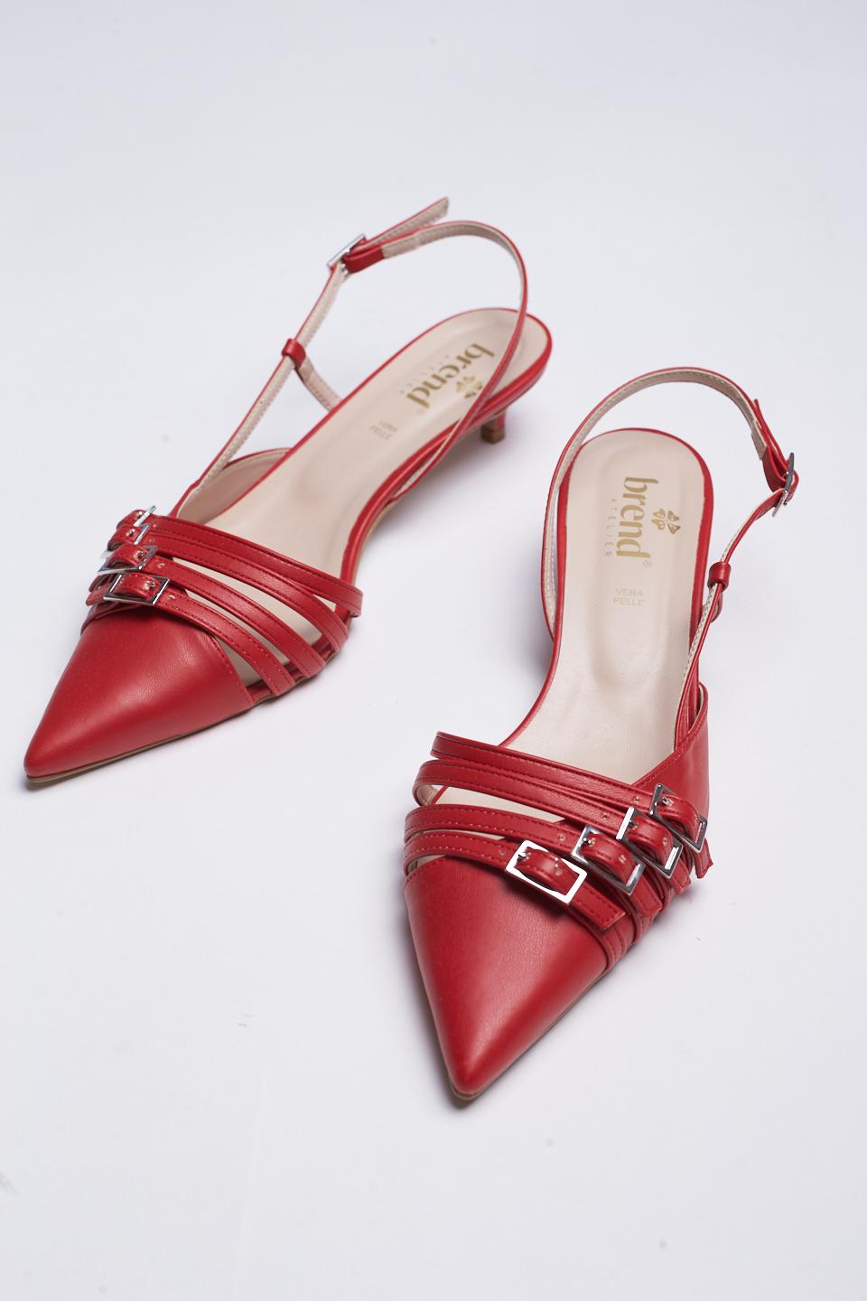 Slingback rocchetto fibbie rosso - Primavera Estate 2025 | Brend