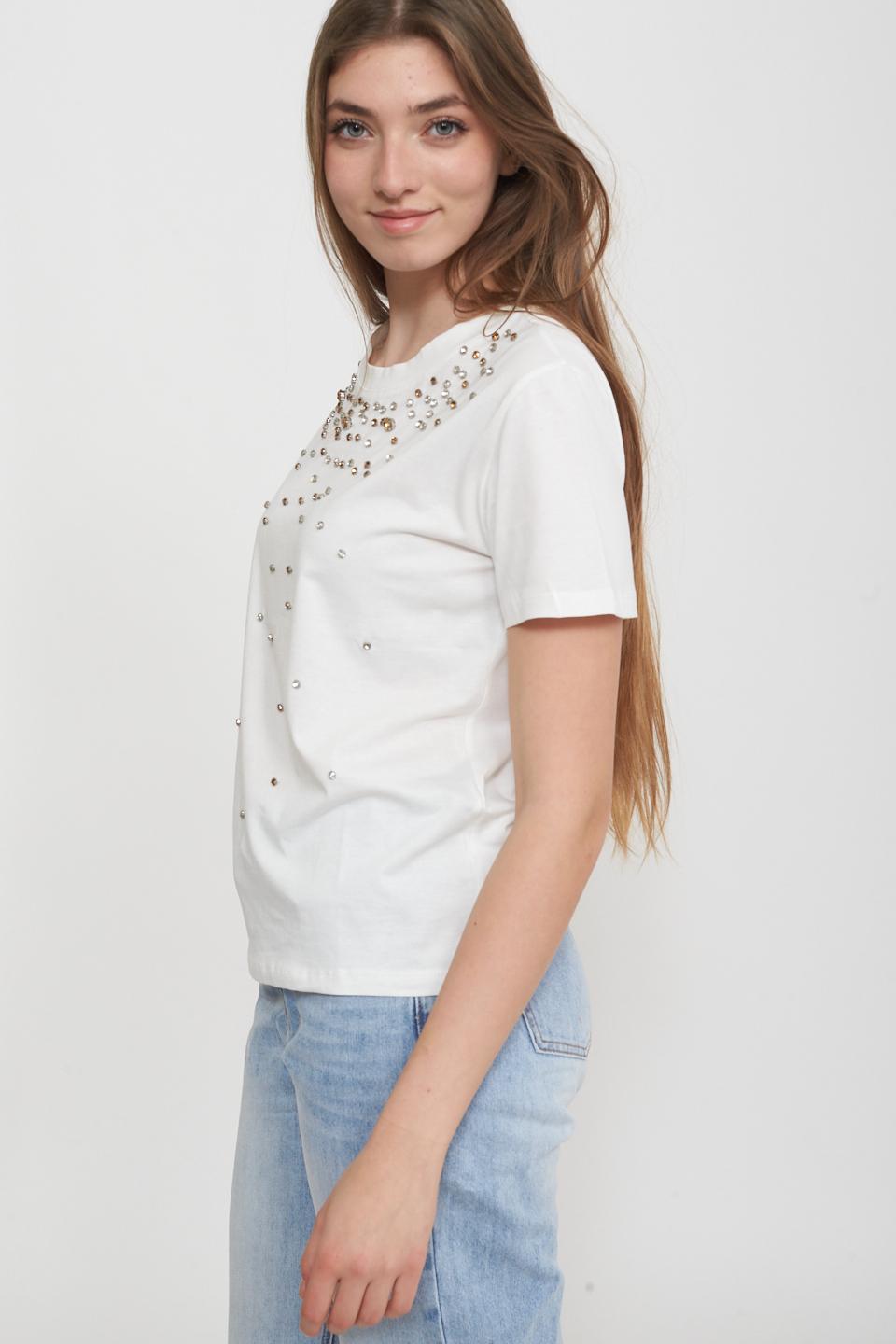 T-shirt strass applicati bianco - Primavera Estate 2025 | Brend