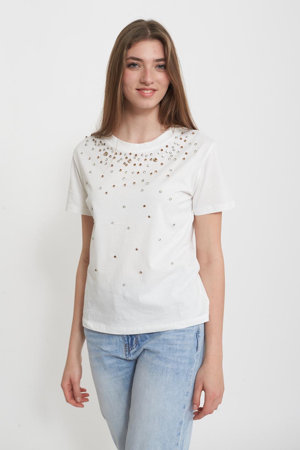 T-shirt strass applicati bianco - Primavera Estate 2025 | Brend