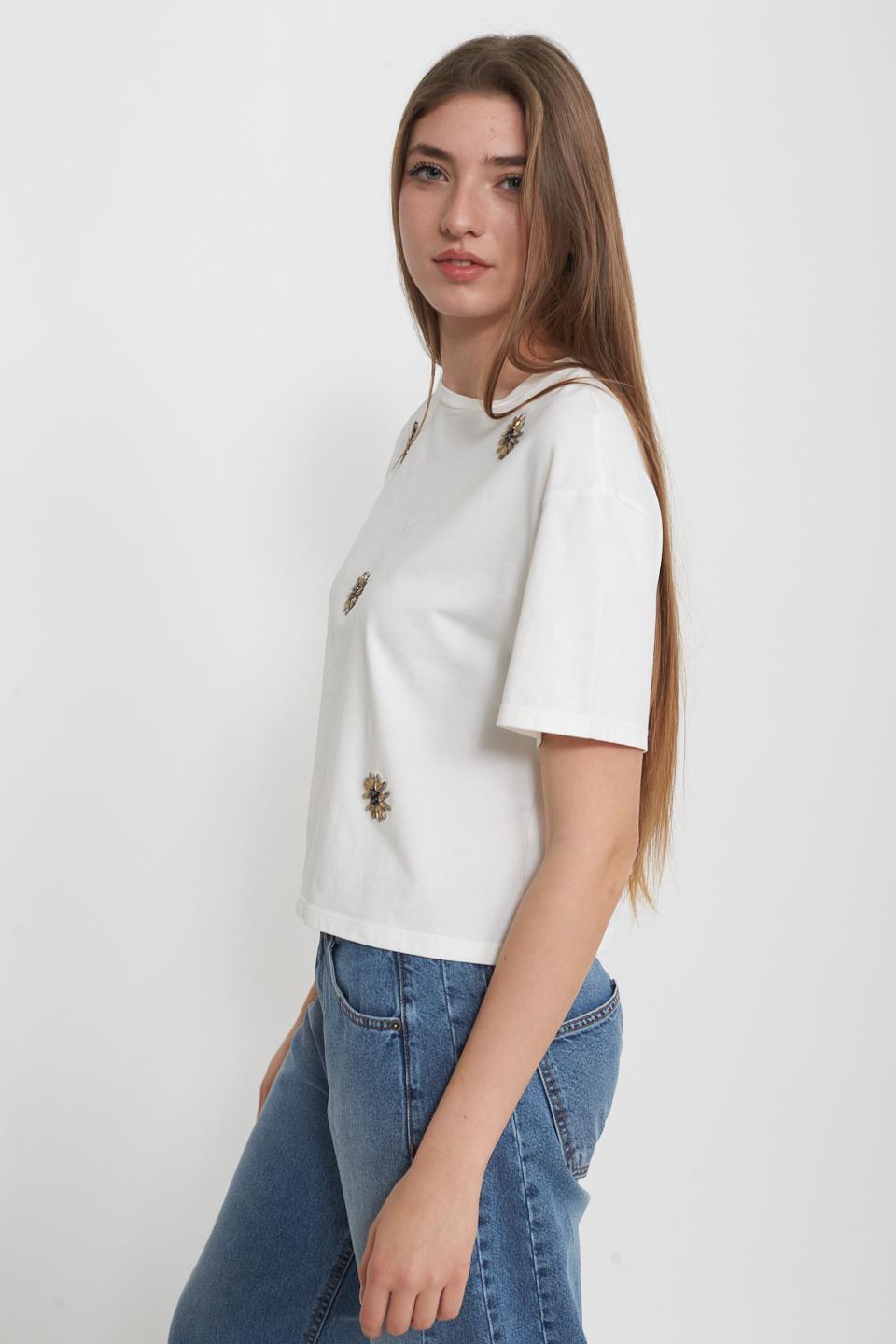 T-shirt 5 pietre-fiore panna - Primavera Estate 2025 | Brend