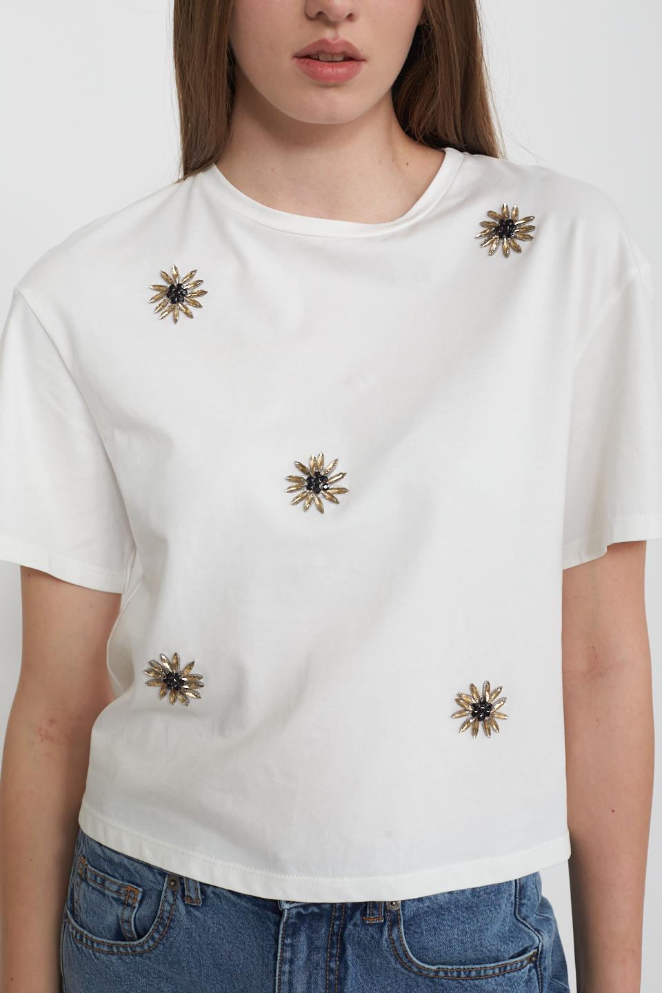 T-shirt 5 pietre-fiore panna - Primavera Estate 2025 | Brend