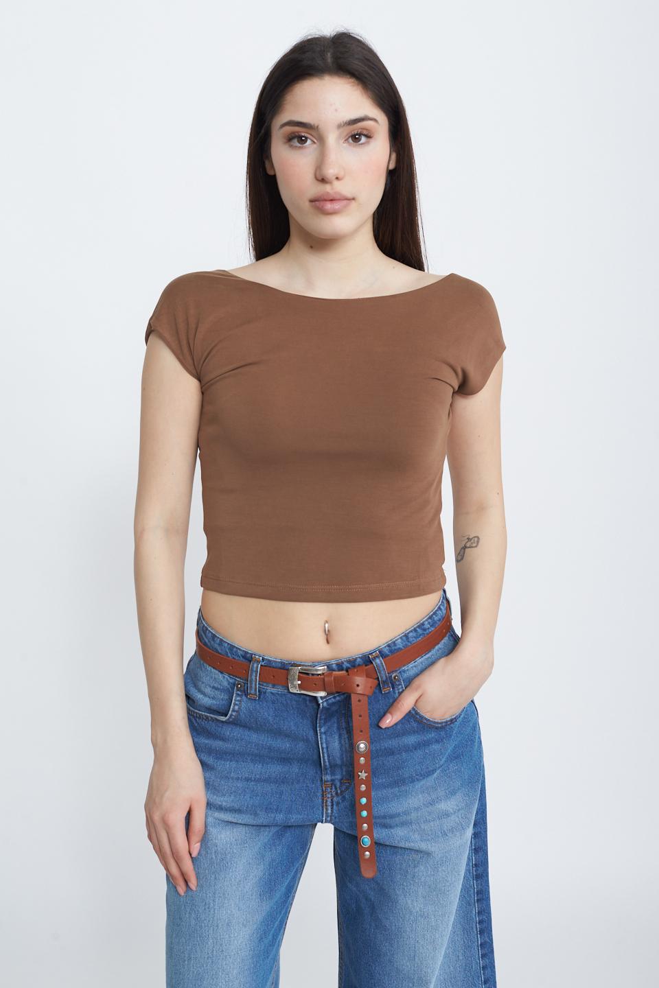 T-shirt schiena nuda tabacco - Primavera Estate 2025 | Brend