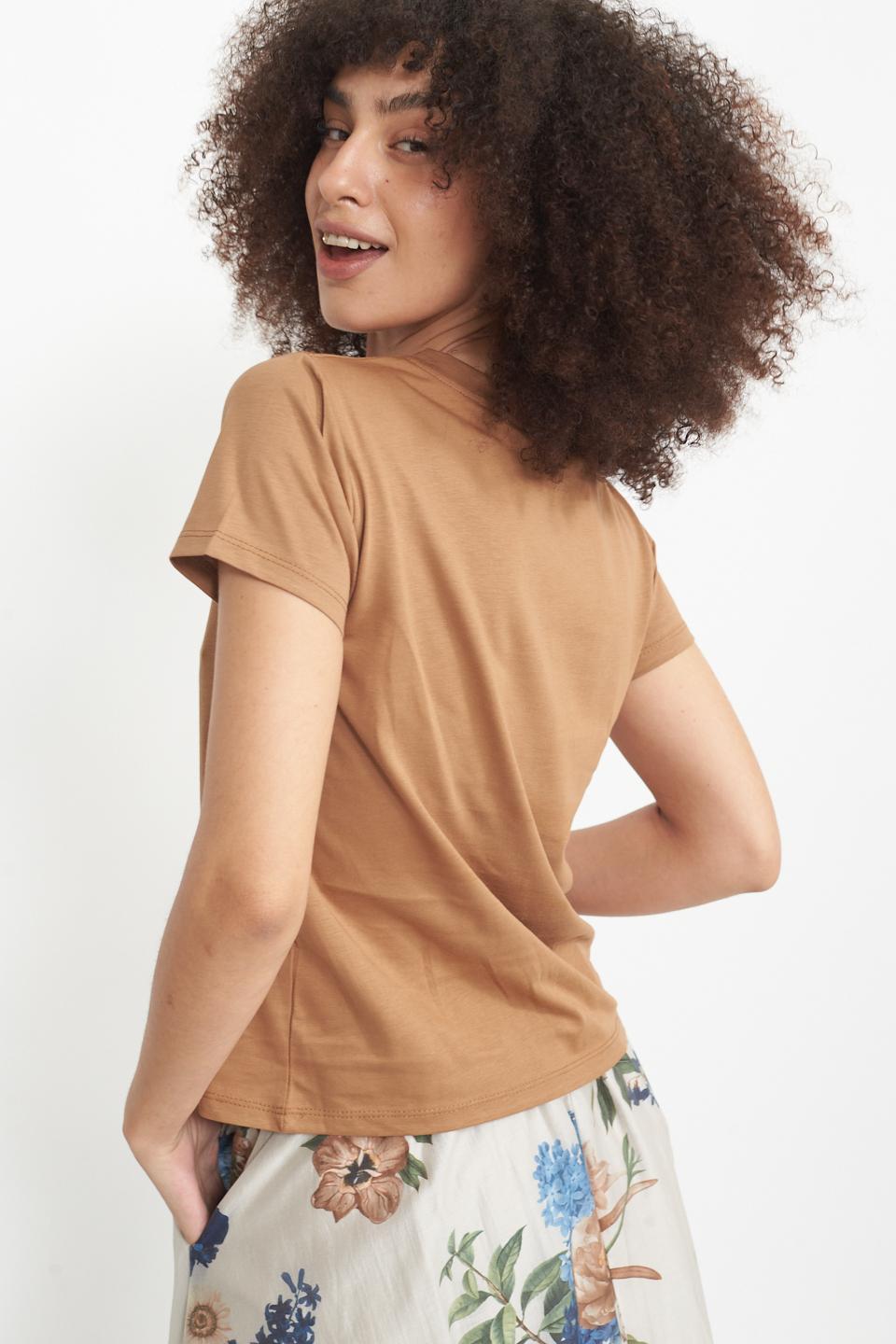 T-shirt cotone slim cammello - Primavera Estate 2025 | Brend