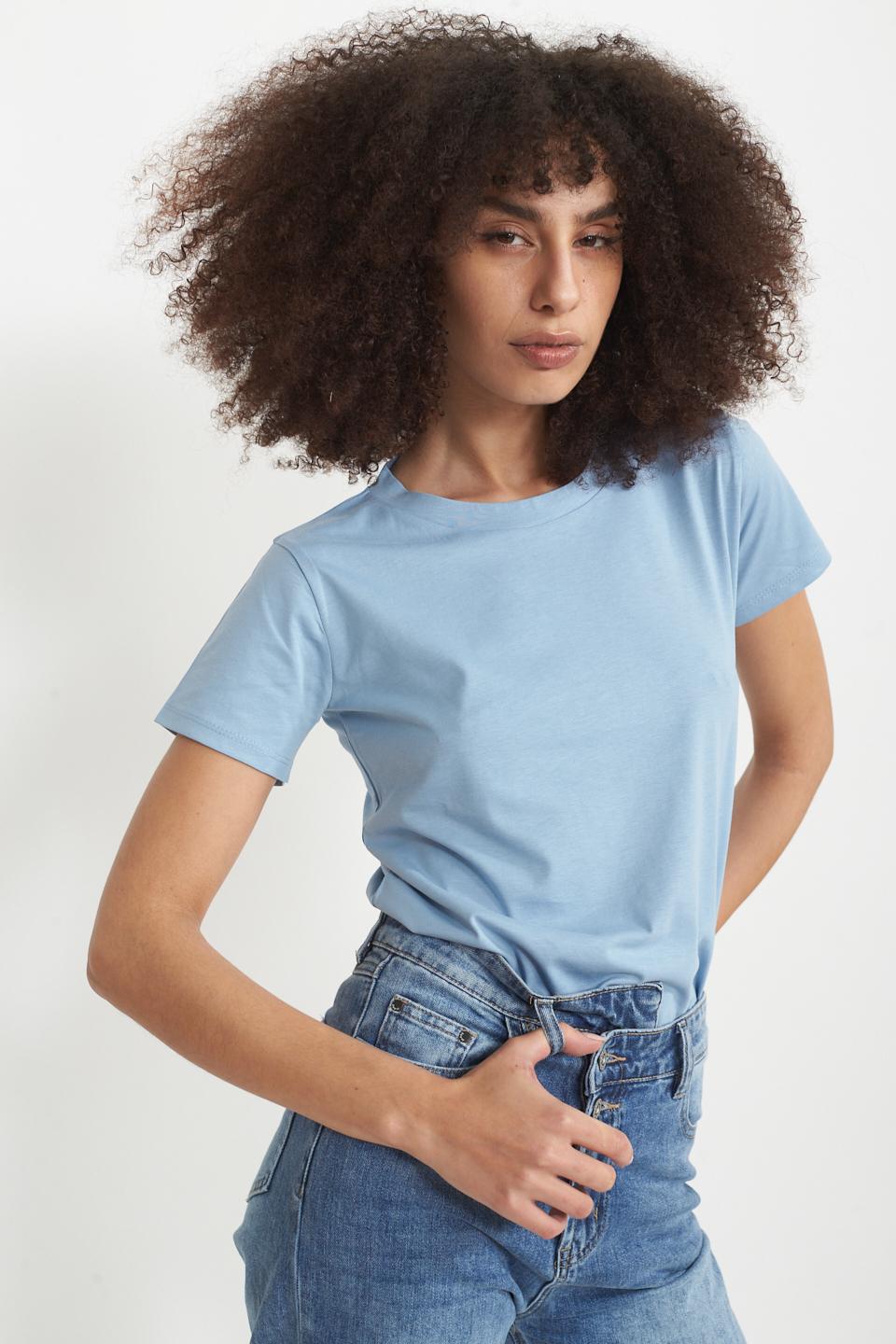 T-shirt cotone slim celeste - Primavera Estate 2025 | Brend