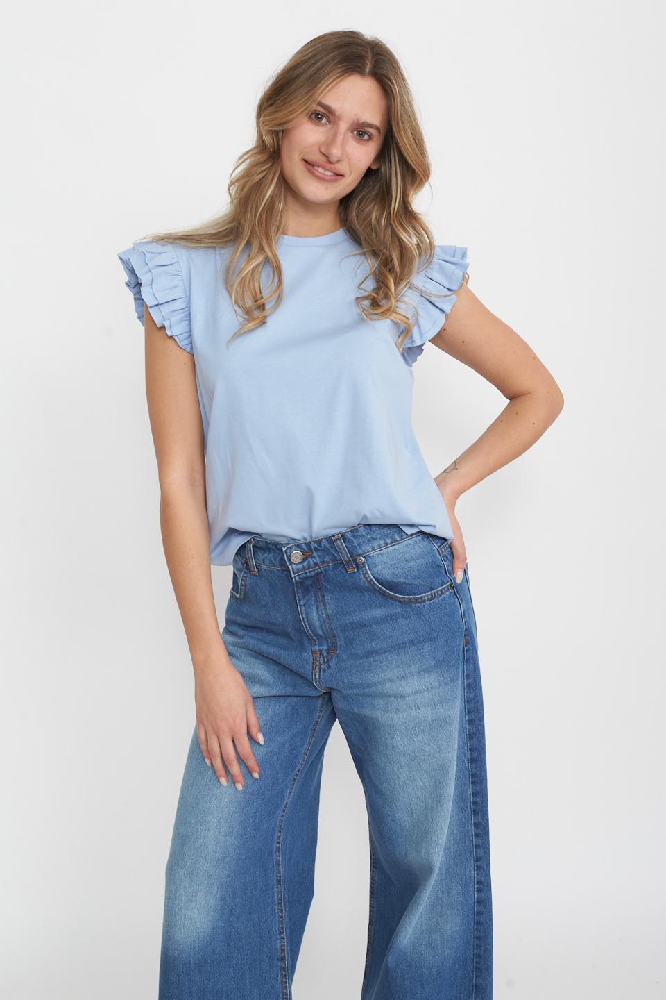 T-shirt manica rouches celeste - Primavera Estate 2025 | Brend