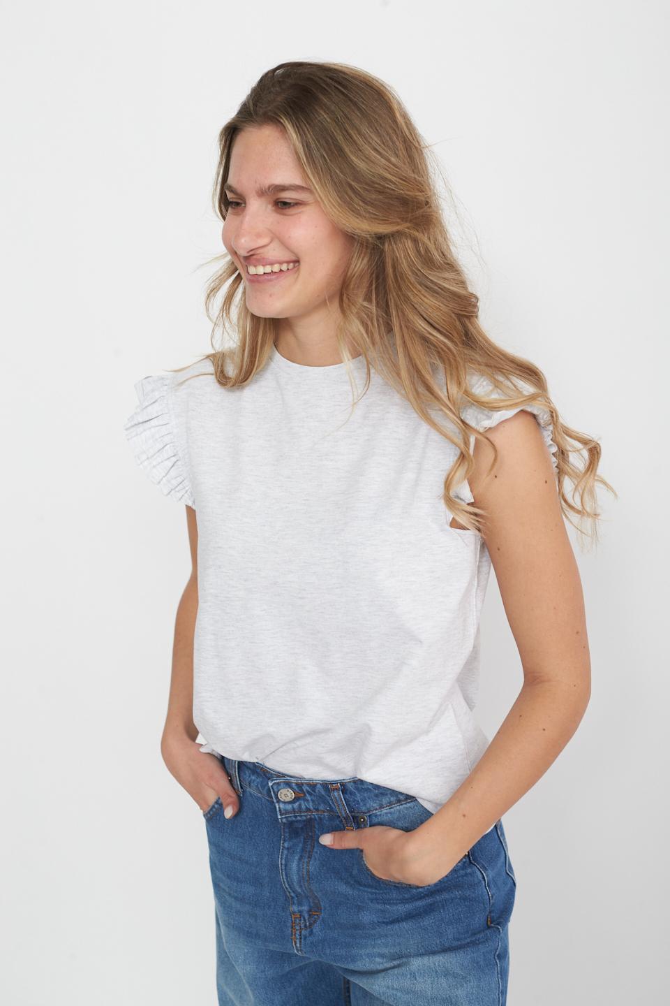 T-shirt manica rouches grigio nk - Primavera Estate 2025 | Brend