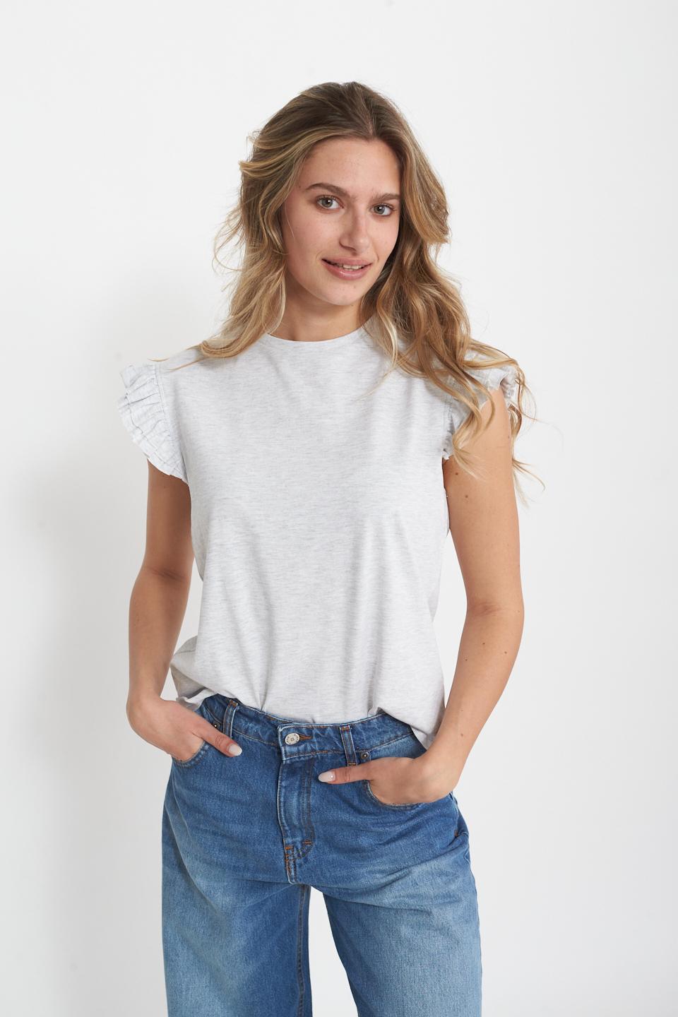 T-shirt manica rouches grigio nk - Primavera Estate 2025 | Brend