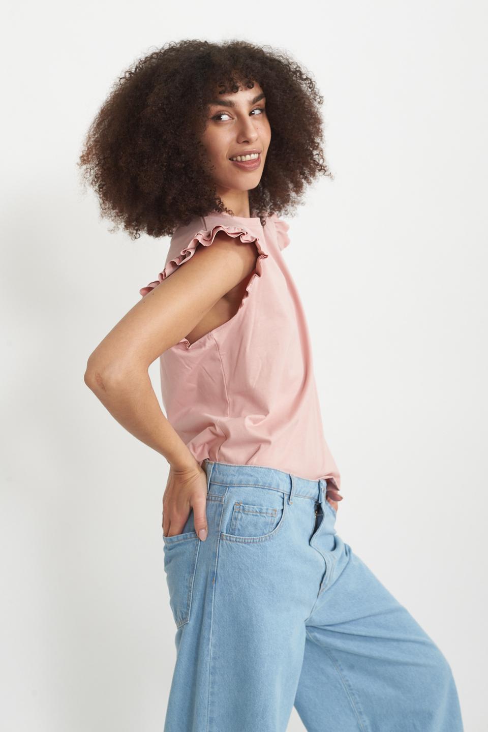 T-shirt manica rouches rosa - Primavera Estate 2025 | Brend