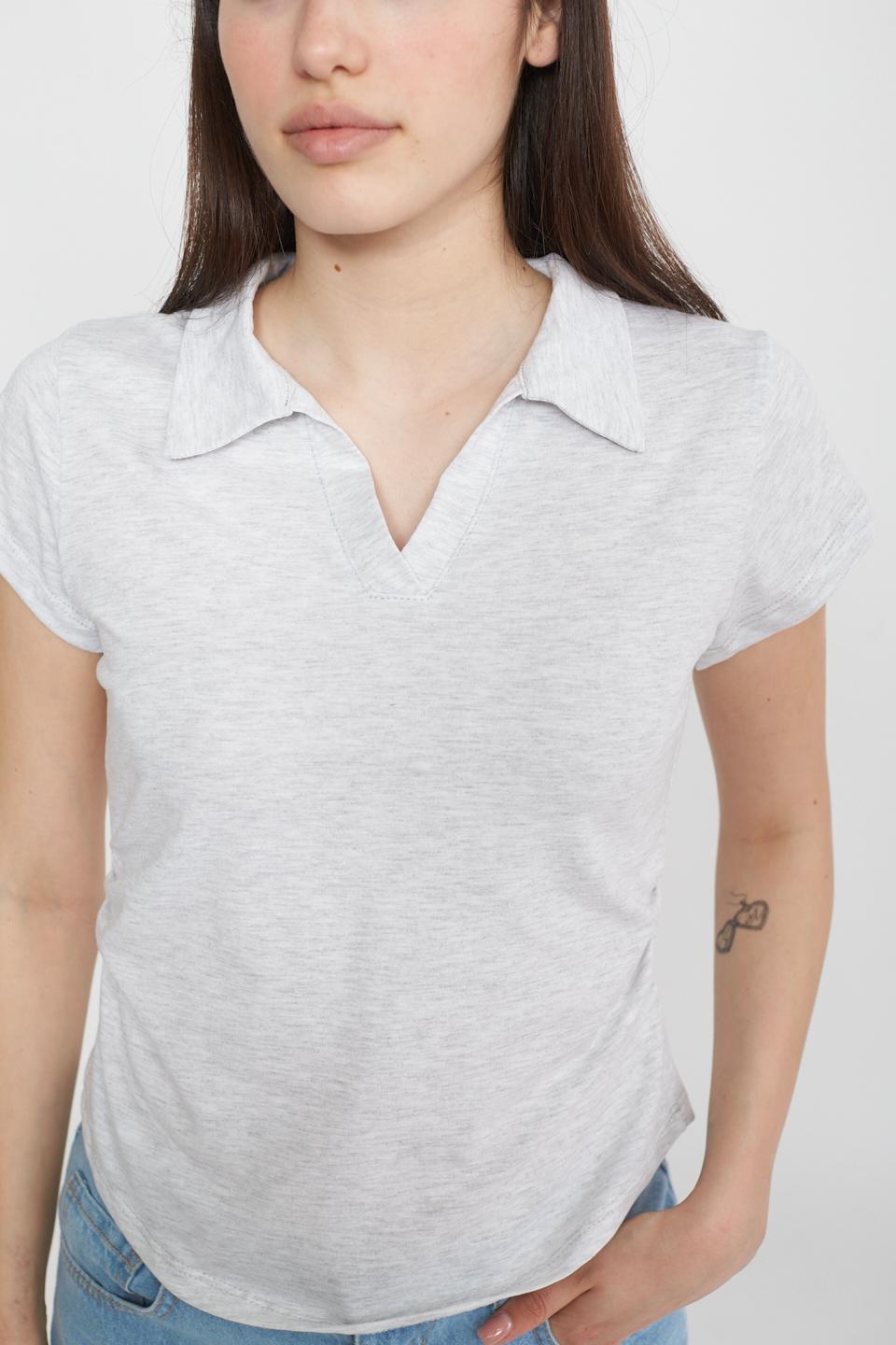 T-shirt polo arricciature grigio - Primavera Estate 2025 | Brend