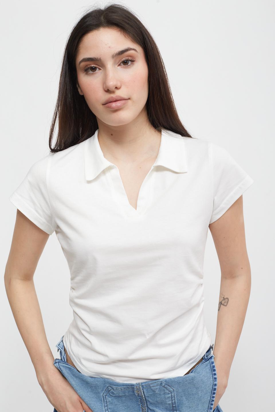 T-shirt polo arricciature panna - Primavera Estate 2025 | Brend