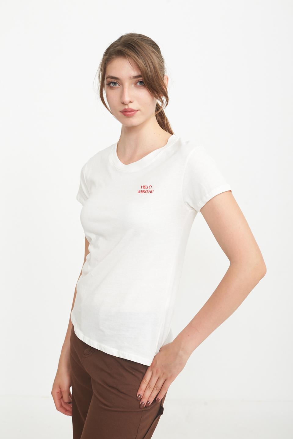 T-shirt ricamo Hello Weekend ric.rosso - Primavera Estate 2025 | Brend