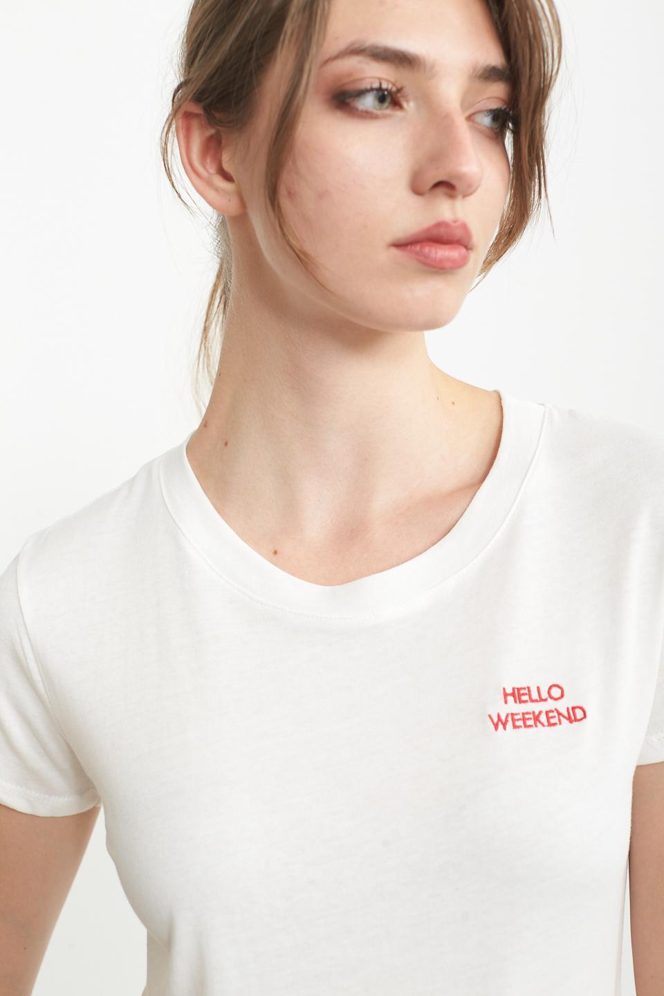T-shirt ricamo Hello Weekend ric.rosso - Primavera Estate 2025 | Brend