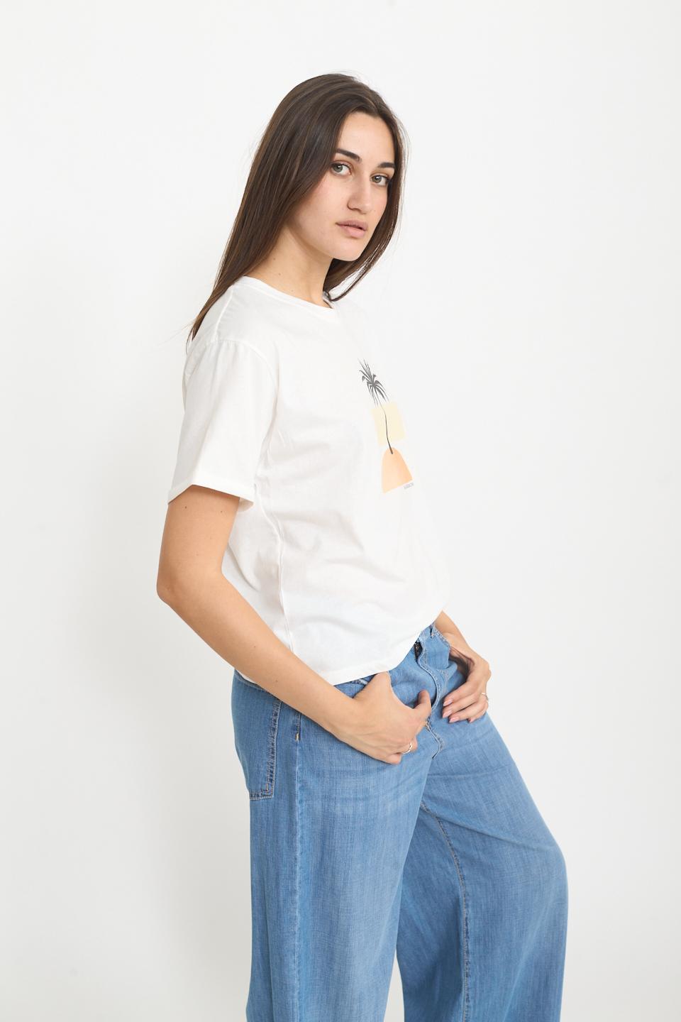 T-shirt stampa palma panna - Primavera Estate 2025 | Brend