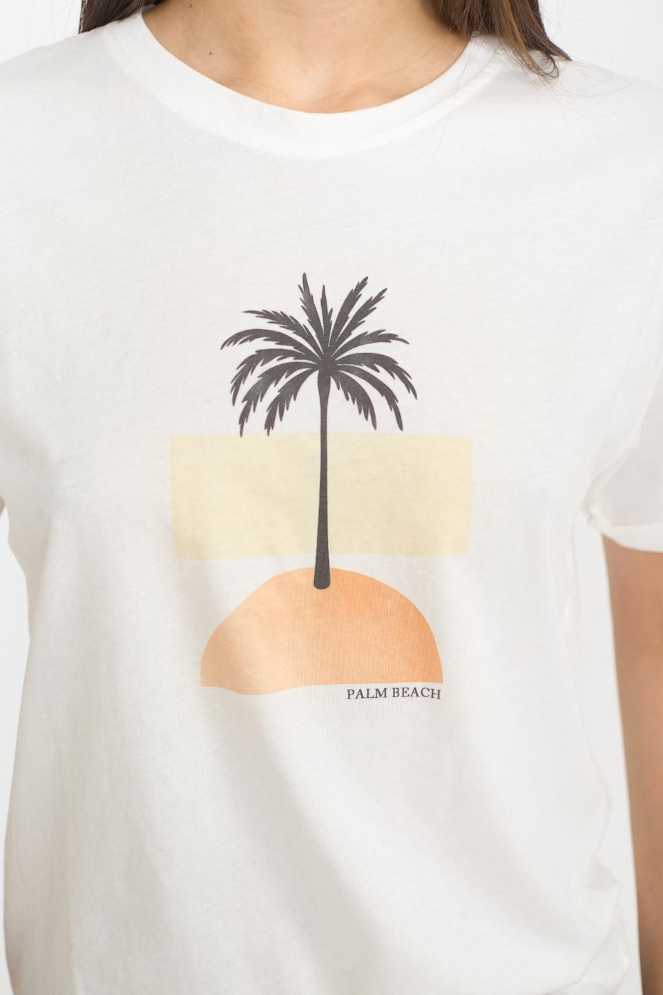 T-shirt stampa palma panna - Primavera Estate 2025 | Brend