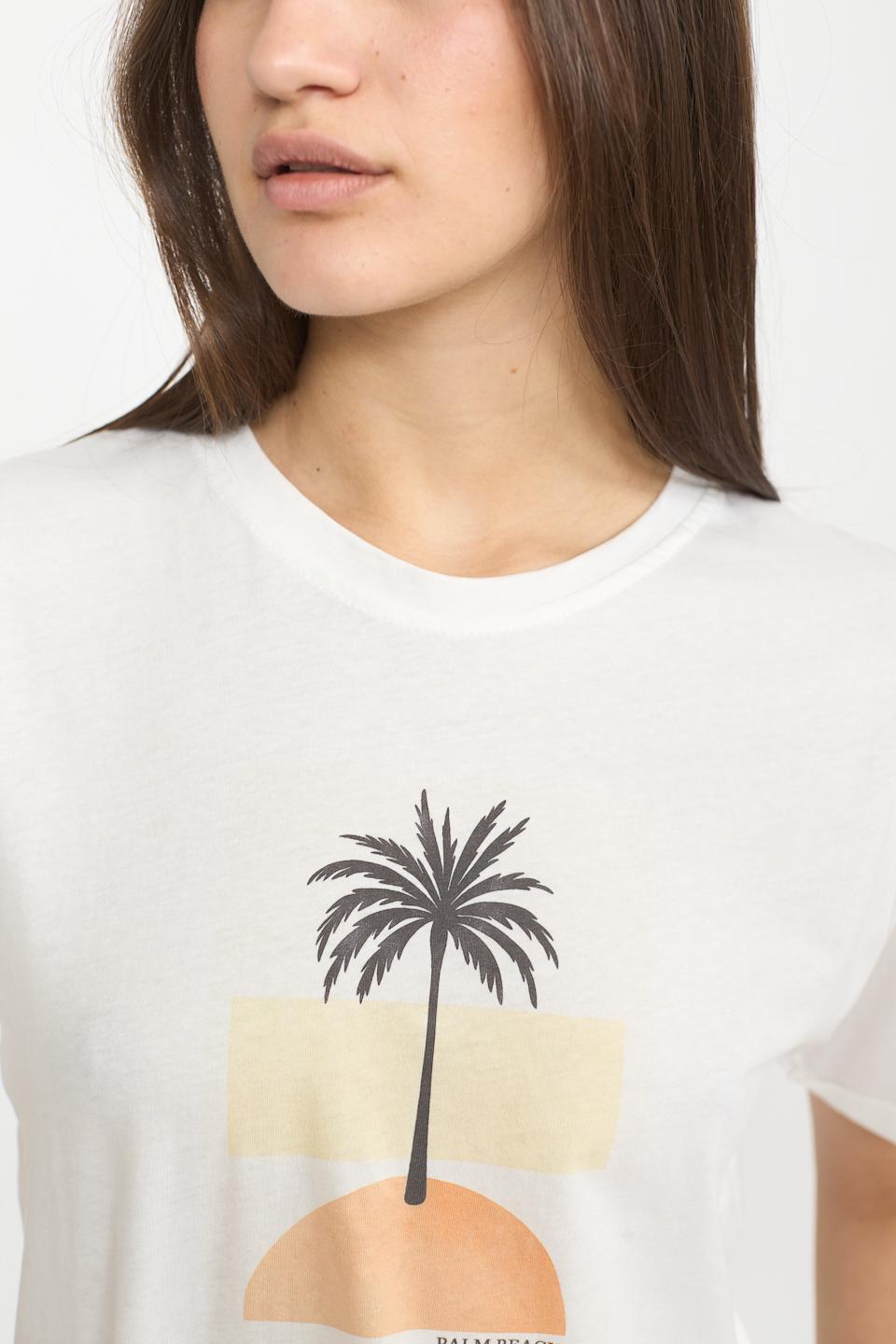 T-shirt stampa palma panna - Primavera Estate 2025 | Brend