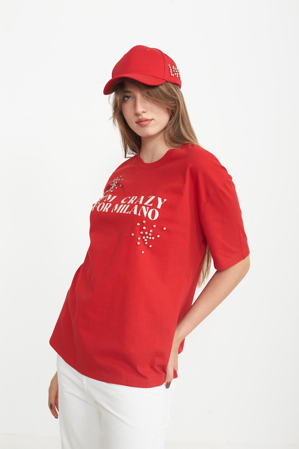 T-shirt over stampa e starss rosso - Primavera Estate 2025 | Brend