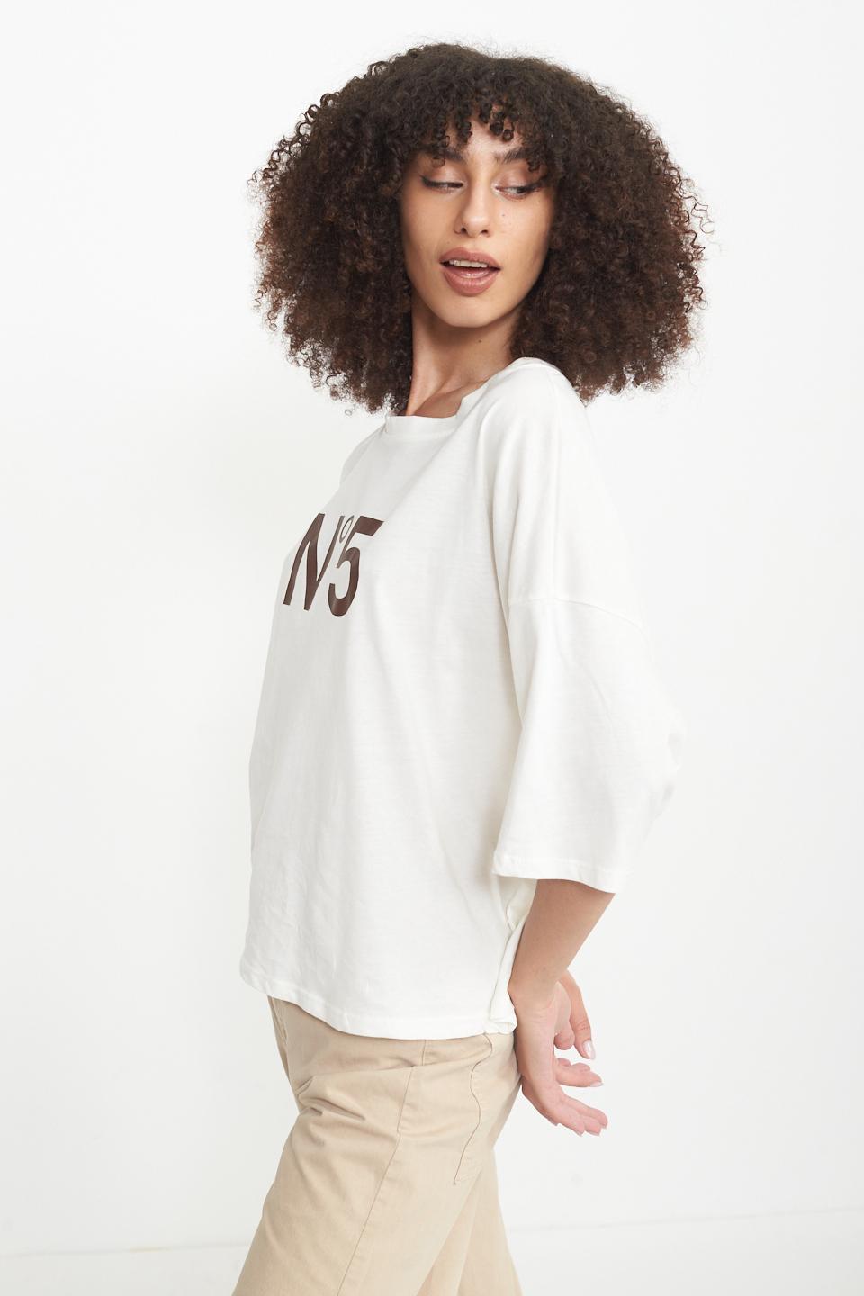 T-shirt over n.5 bianco/moro - Primavera Estate 2025 | Brend