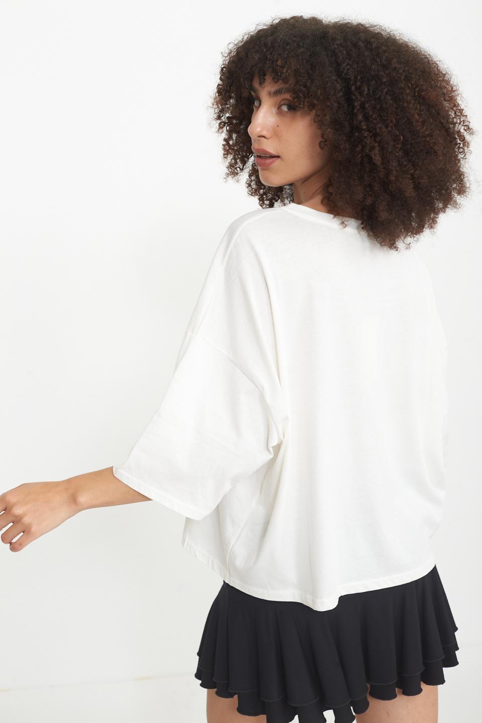 T-shirt over n.5 bianco/nero - Primavera Estate 2025 | Brend