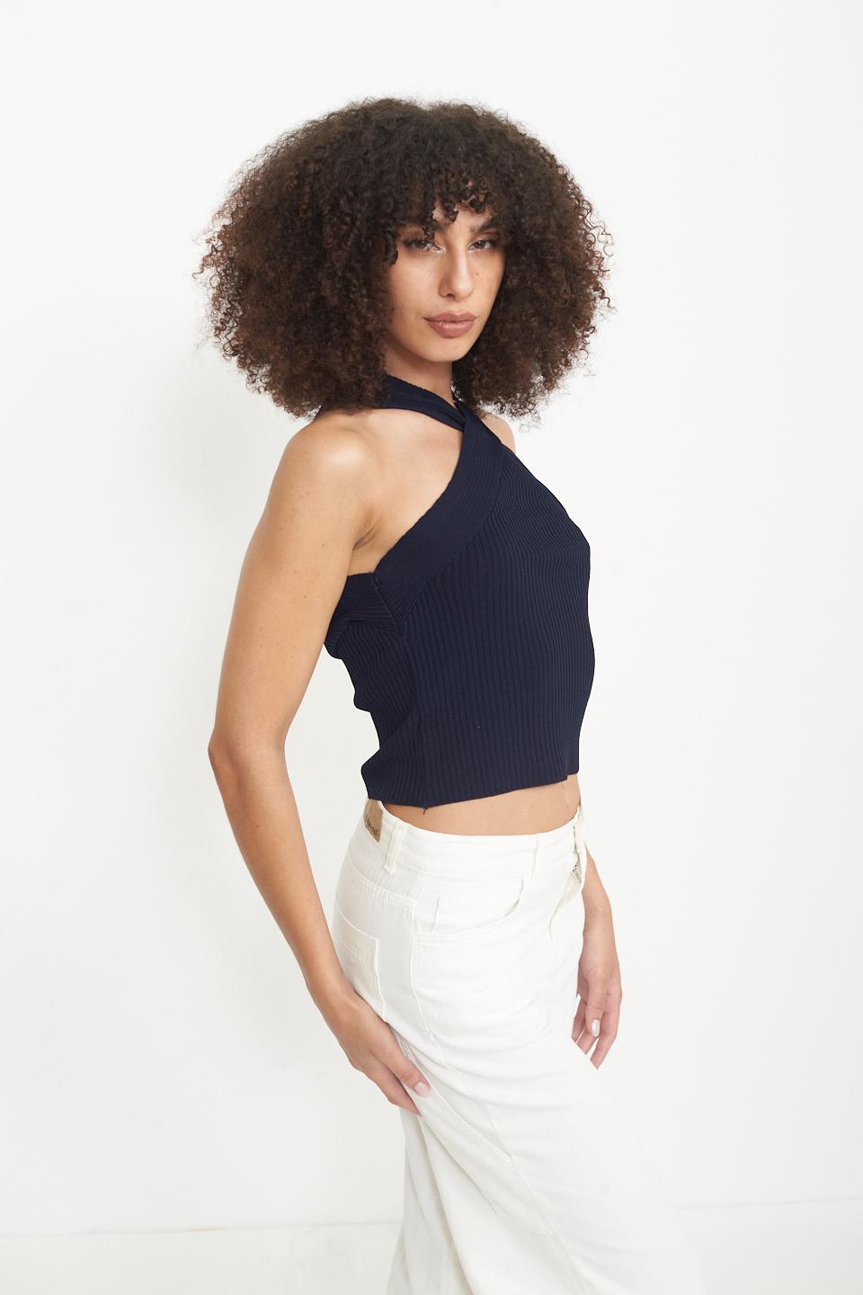 Top collo incrocio blu - Primavera Estate 2025 | Brend