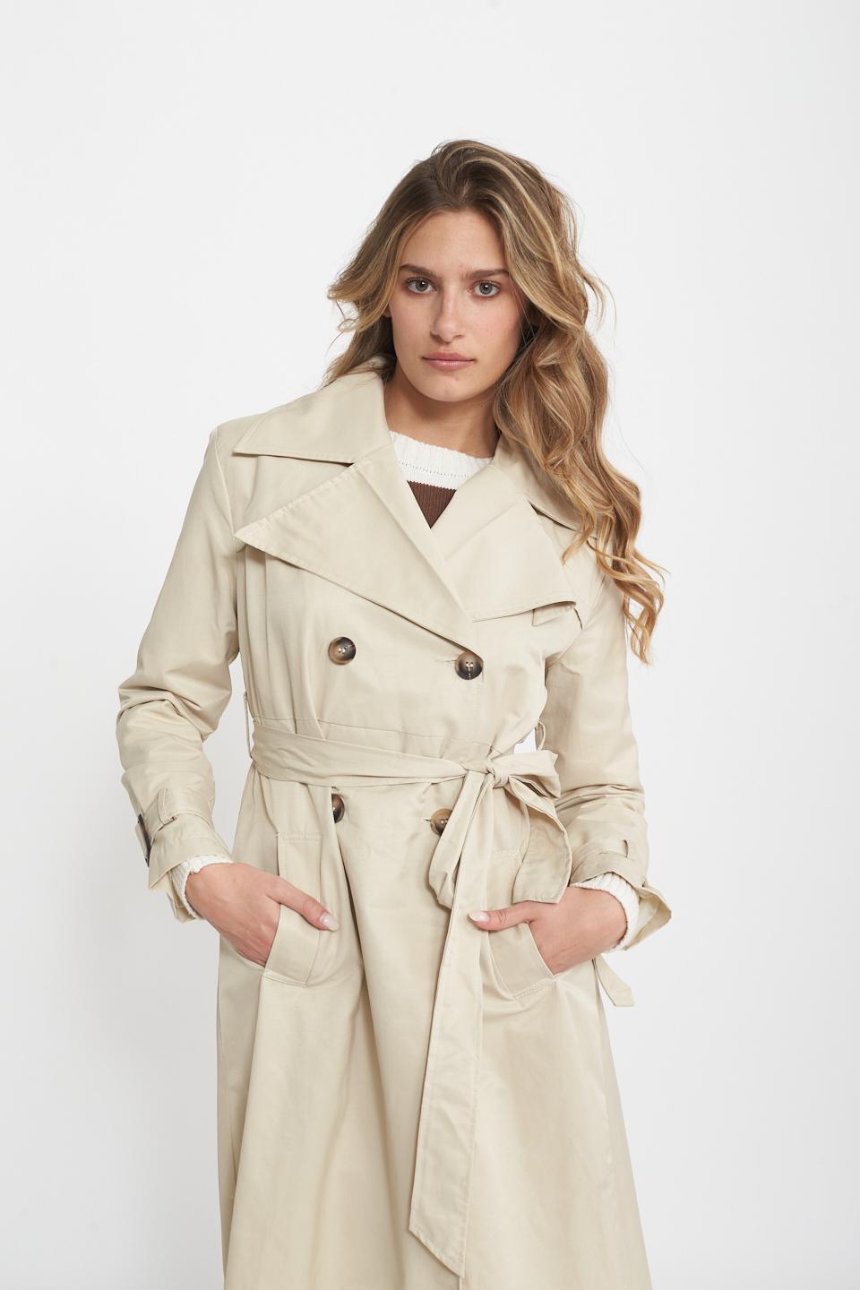 Trench lungo con cinta beige - Primavera Estate 2025 | Brend