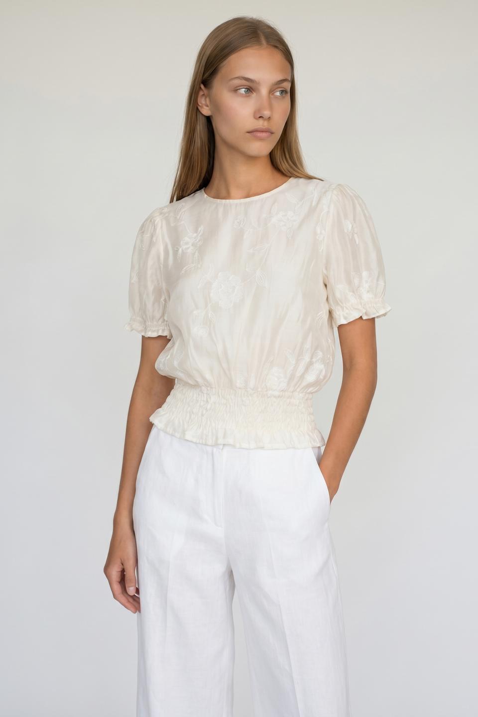 Blusa mezza manica palloncino ricamata | Brend
