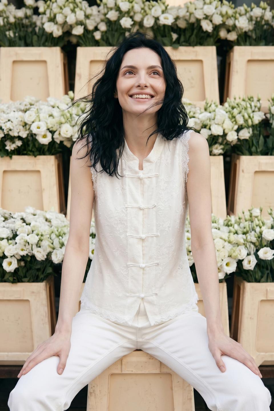 Camicia smanicata pizzo alamari | Brend