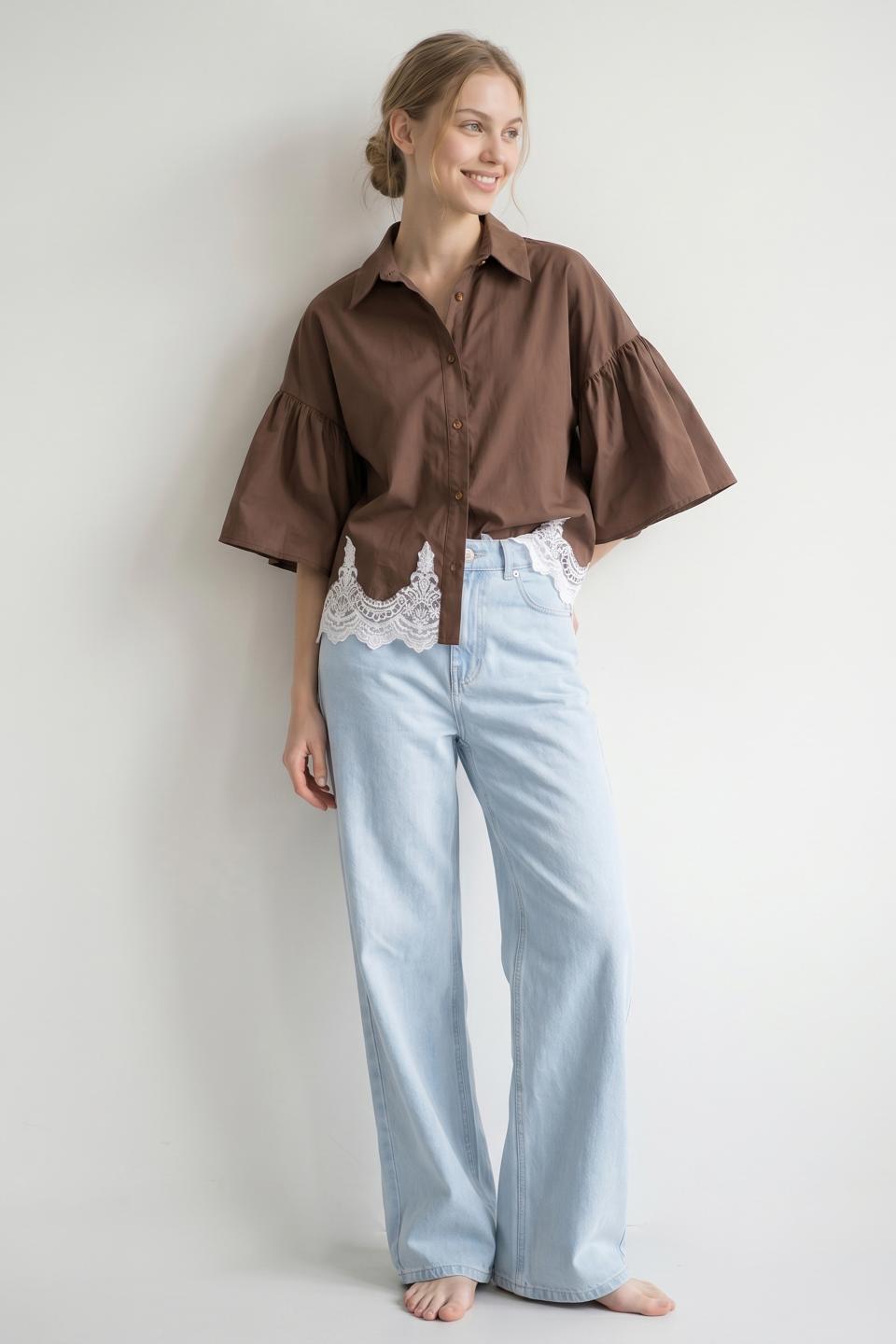 Camicia pizzo mezza manica | Brend