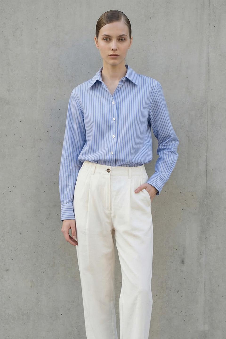 Camicia asimmetrica rigata | Brend