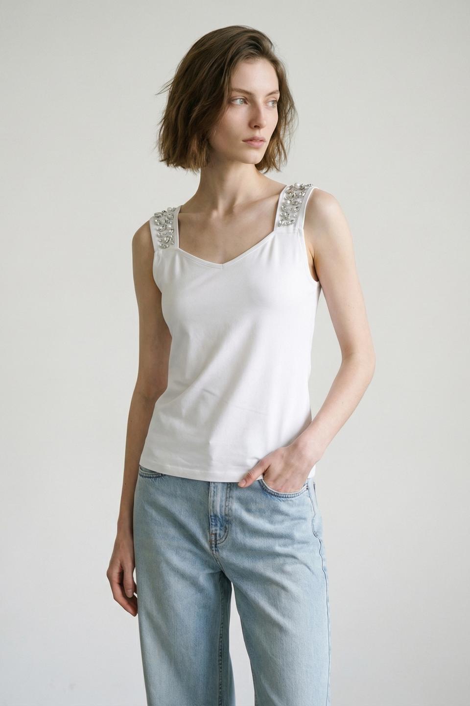 Canotta bretelle strass | Brend