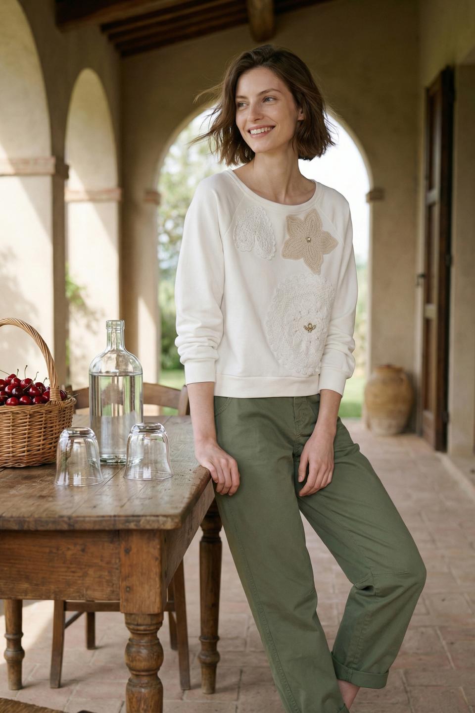 Felpa crochet applicati strass | Brend