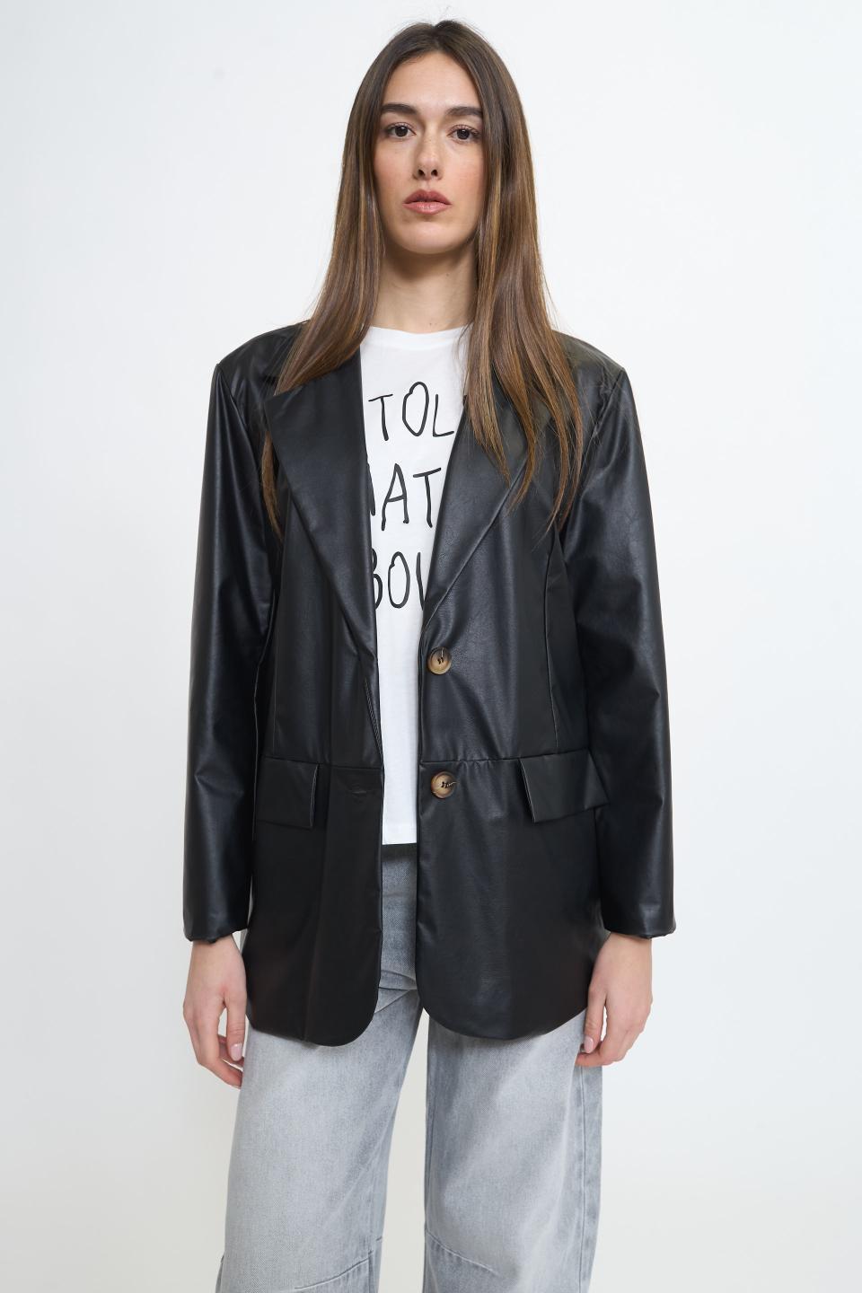 Giacca over effetto pelle | Brend