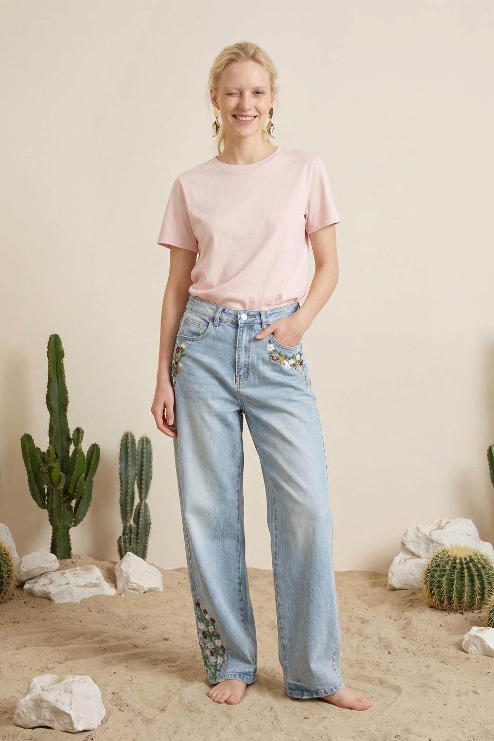 Jeans gamba dritta ricami | Brend