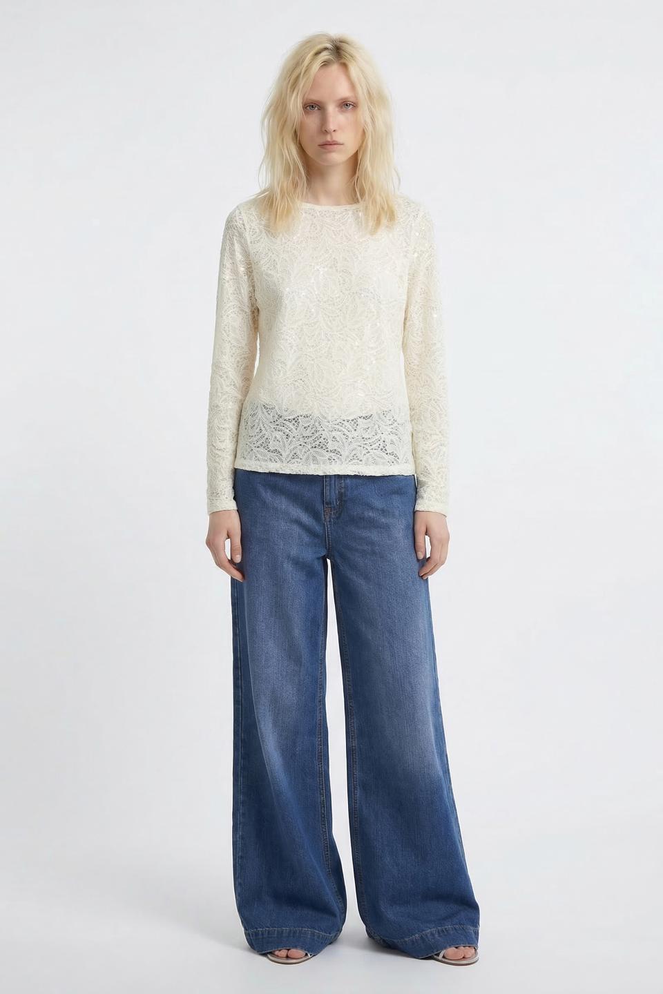 Maglia pizzo paillettes | Brend