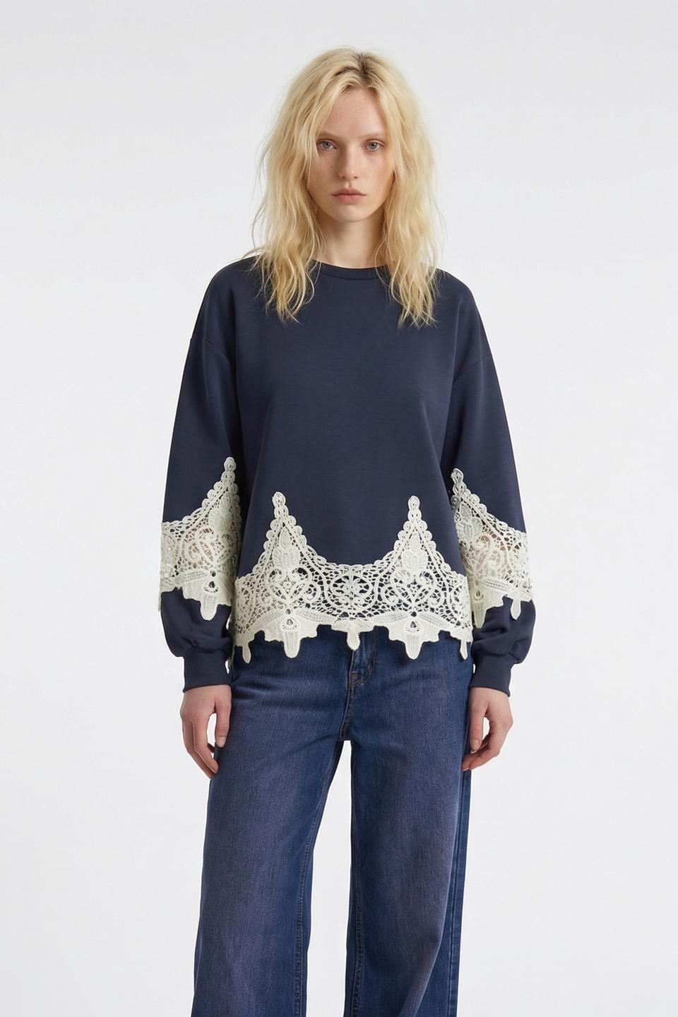 Maglia balze fascia pizzo | Brend