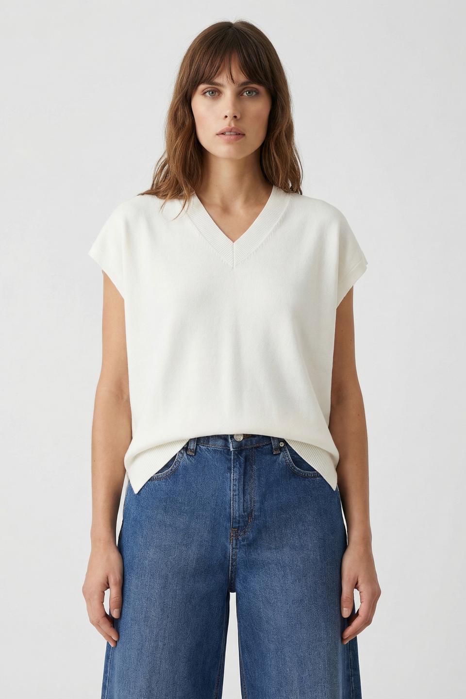 Maglia scollo v smanicata | Brend