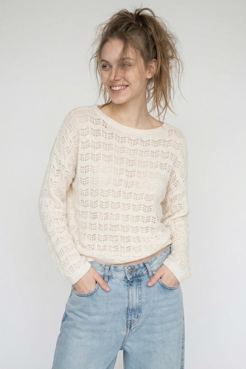 Maglia scollo barca traforata | Brend