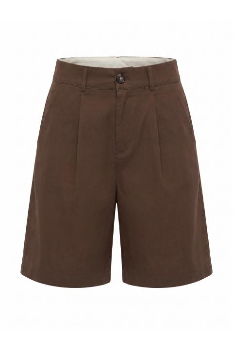 Bermuda pinces ed elastico marrone - Primavera Estate 2026 | Brend