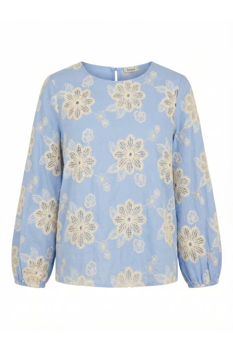 Blusa ricami e crochet celeste - Primavera Estate 2026 | Brend